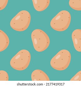 Seamless Pattern with Potato. Vector illustration. For posters, banners, card, printing on the pack, paper, printing on clothes, fabric, wallpaper.