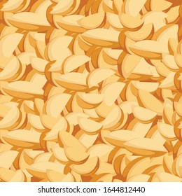 Seamless pattern of potato wedges fried food flat vector illustration