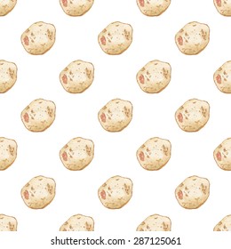 Seamless pattern with potatoes. Hand-drawn background. Vector illustration. Real watercolor drawing.