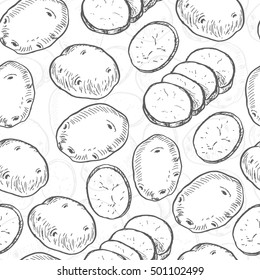 Seamless pattern with potatoes. Vector illustration for your design