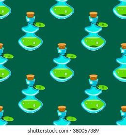 Seamless pattern with potion. Science illustration.