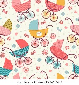 Seamless pattern with prams.