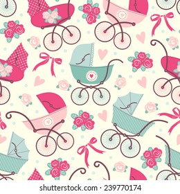 Seamless pattern with prams.