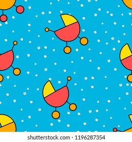 Seamless pattern with prams. Seamless pattern with stoller. Baby Wallpapers. paper