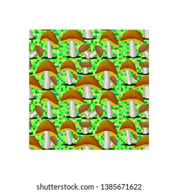 Seamless pattern of the precious fungi at the cellular the field of green shades