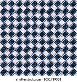 Seamless pattern with the pre-existing geometry in the drawing. Tribal ethnic arabic, indian, turkish patern ornament. Vector traditional oriental background in black, blue and white colors.