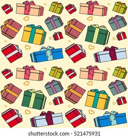 Seamless pattern with presents