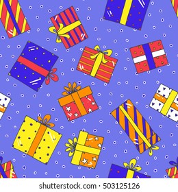 Seamless pattern with presents, vector illustration