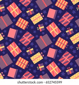 Seamless pattern with presents. Vector illustration