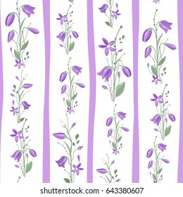 Seamless pattern with pretty bluebells