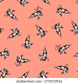Seamless pattern of pretty Cupid,
