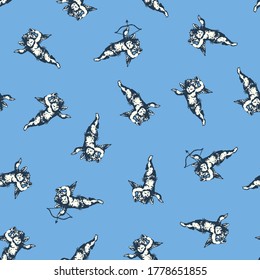 Seamless pattern of pretty Cupid,
I drew Cupid realistically,

