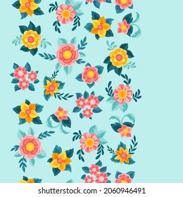 Seamless pattern with pretty flowers. Beautiful decorative natural buds and leaves.
