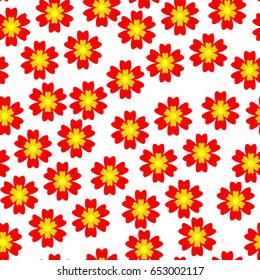 Seamless pattern with pretty flowers on white background