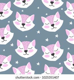 Seamless pattern. Pretty. Funny. a fox. Scandinavian style. Print. Children's. For clothes. Card. 