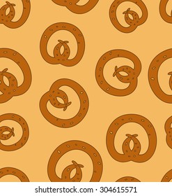 Seamless Pattern Pretzel Background for Oktoberfest Holiday - vector