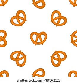 Seamless pattern with pretzels for Oktoberfest on white background.