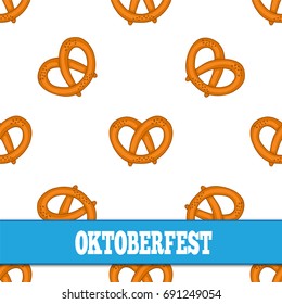 Seamless pattern with pretzels for Oktoberfest on white background.