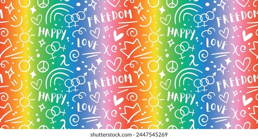 Seamless pattern for pride month. LGBTQ relationships, bisexual and same-sex love concept. 