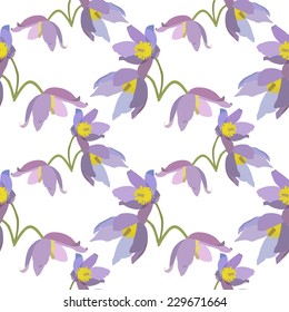 Seamless pattern with primroses on a white background. Vector eps 10.