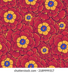 Seamless pattern with Primula or Primrose flower. Primula blossom textile pattern. Spring or summer fabric floral ornament. Drawing, engraving vector pattern