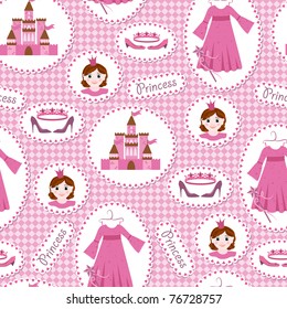 Seamless pattern with princess accessories