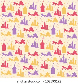 Seamless pattern with princess design elements