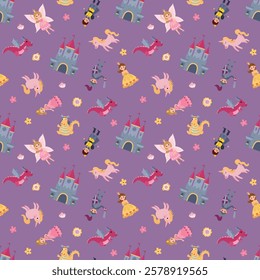 Seamless pattern with princesses. Design for fabric, textile, wallpaper, packaging	