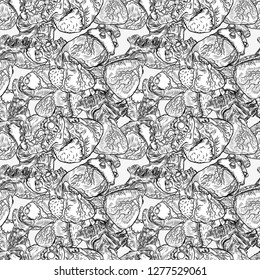 Seamless pattern print of anatomical human hearts. Valentine's day endless design background. Vector.