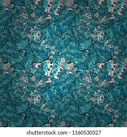 Seamless pattern Print. Doodles blue, black and white on colors. Vector. Fashionable fabric pattern.