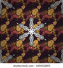 Seamless pattern Print. Doodles purple, black and white on colors. Vector. Fashionable fabric pattern.