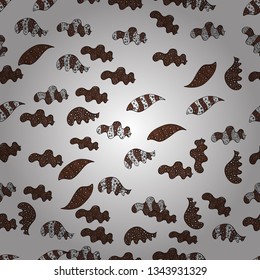 Seamless pattern Print. Fashionable fabric pattern. Vector. Doodles white, brown and black on colors.
