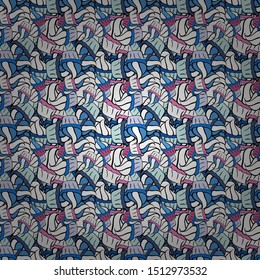 Seamless pattern Print. Fashionable fabric pattern. Doodles blue, neutral and white on colors. Design wrapping and gift paper, greeting cards, banner and posters design. Vector.