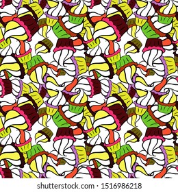 Seamless pattern Print. Fashionable fabric pattern. Vector. Doodles white, black and yellow on colors.