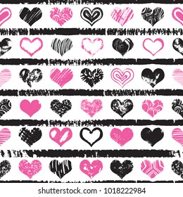 Seamless pattern print of grange hearts. World kiss day, Valentine's day endless design background. Vector.