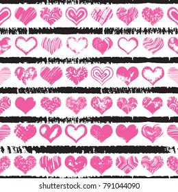 Seamless pattern print of grange hearts. World kiss day, Valentine's day endless design background. Vector.