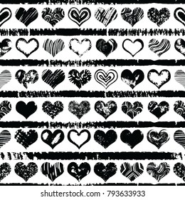 Seamless pattern print of grange hearts. World kiss day, Valentine's day endless design background. Vector.