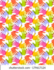 Seamless Pattern. Print of Hands. Vector Illustration