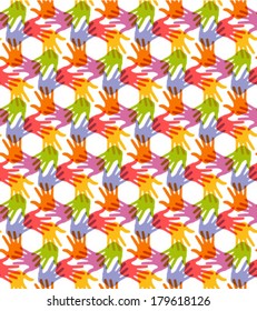 Seamless Pattern. Print of Hands. Vector Illustration