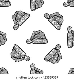 Seamless pattern for print textile design or paper wrapping.Santa's hat