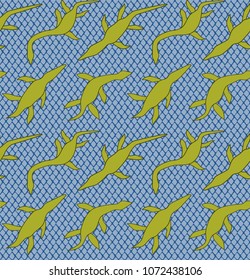 Seamless pattern, print for textiles, wrapping paper, web. Original design with reptiles.