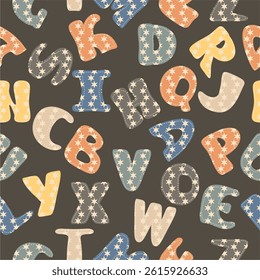 Seamless pattern print wallpapaer background with letters alphabet mix for textile, pack, paper etc 