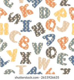 Seamless pattern print wallpapaer background with letters alphabet mix for textile, pack, paper etc 
