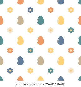 Seamless pattern print wallpaper background with Easter eggs and flowers spring vector illustration 
