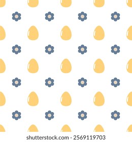 Seamless pattern print wallpaper background with Easter eggs and flowers spring vector illustration 