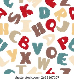 Seamless pattern print wallpaper background with letters alphabet mix for textile, pack, paper etc