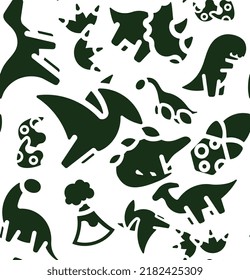 The Seamless Pattern Print for Wallpaper, Wrapping, Party accessories, Invitations, Posters, Home Decor. Dinosaur pattern. Black and White pattern. Vector illustration isolated on background.