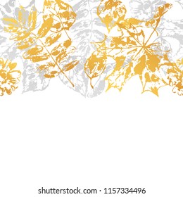 Seamless pattern with printed leaves. Art illustration of autumn foliage.
