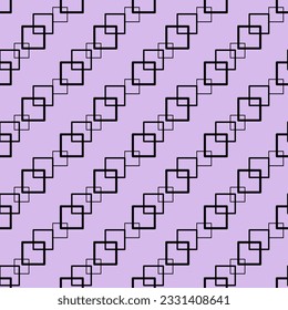 Seamless pattern of printing geometric forms squares and lines texture for background, backdrop,curtain, pillow case and clothing.Use black square and purple background.