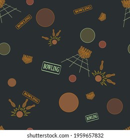 seamless pattern for printing on fabrics and for interior decoration with the image of bowling balls and pins